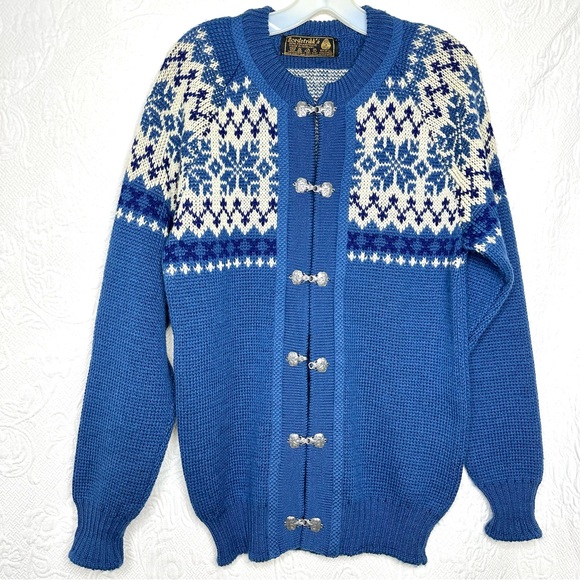 Nordstrikk A/S Vintage Norwegian Wool Snowflake Cardigan Sweater - Picture 1 of 11